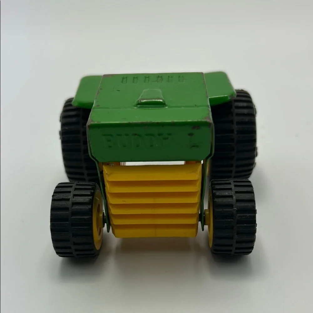 Vintage Buddy L Green Farm Toy Tractor Checkered Yellow Made In Japan Die Cast